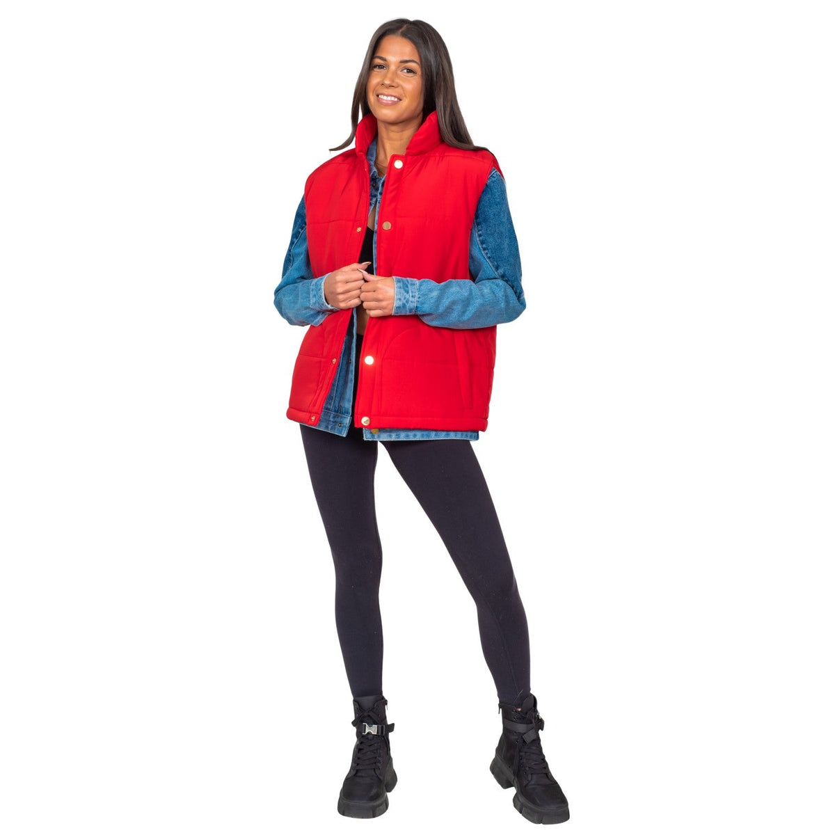 Marty McFly Denim Shirt and Red Puffy Vest Halloween Costume Cosplay - TVStoreOnline