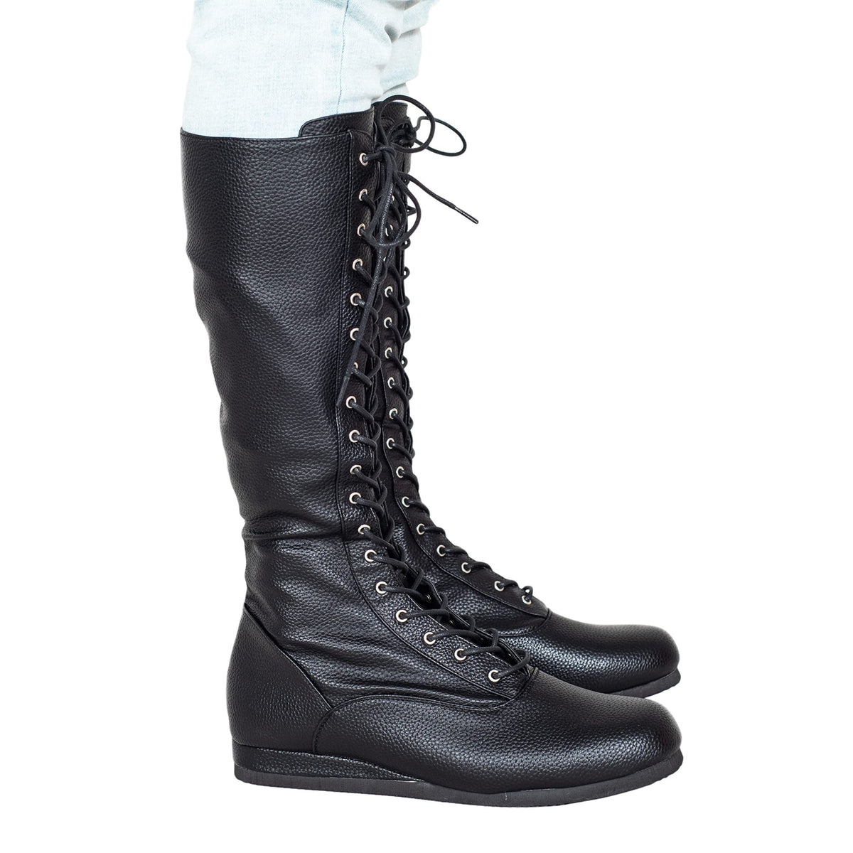 Matte Black Wrestling Boots Halloween Costume Cosplay - TVStoreOnline