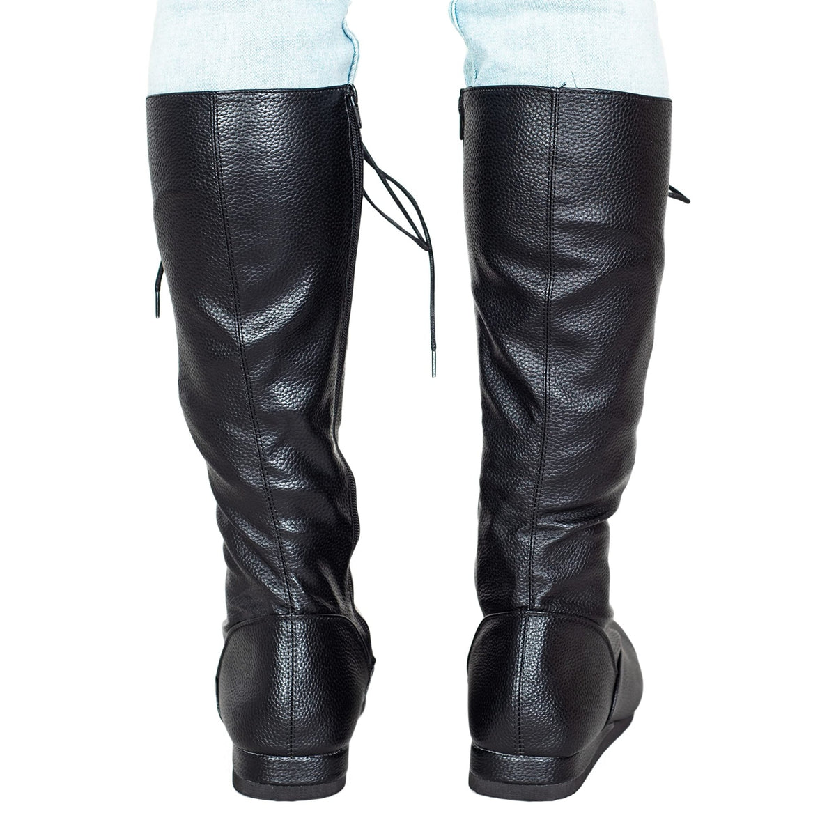 Matte Black Wrestling Boots Halloween Costume Cosplay - TVStoreOnline