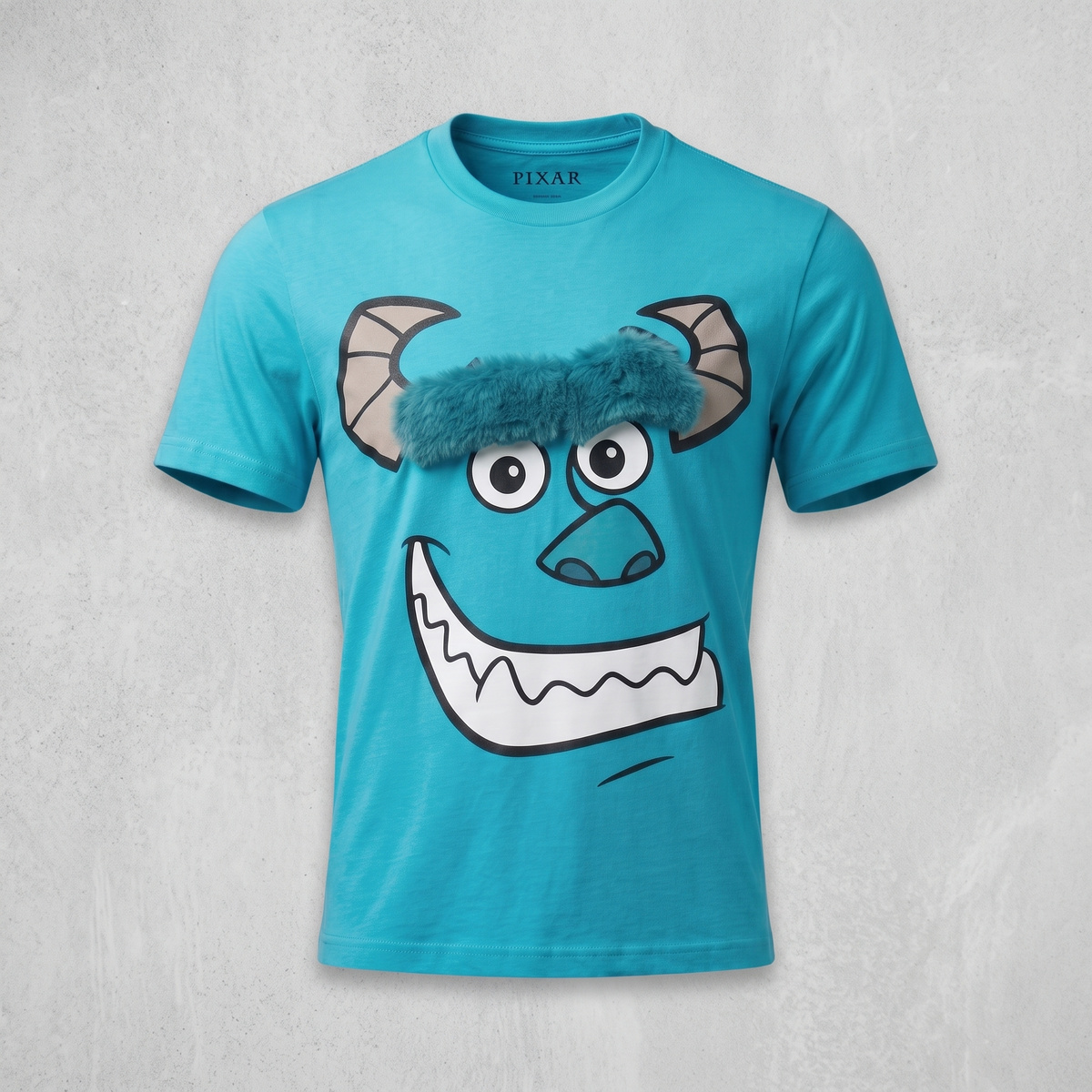 Sully's Face short sleeve T-shirt on a light grey textured background