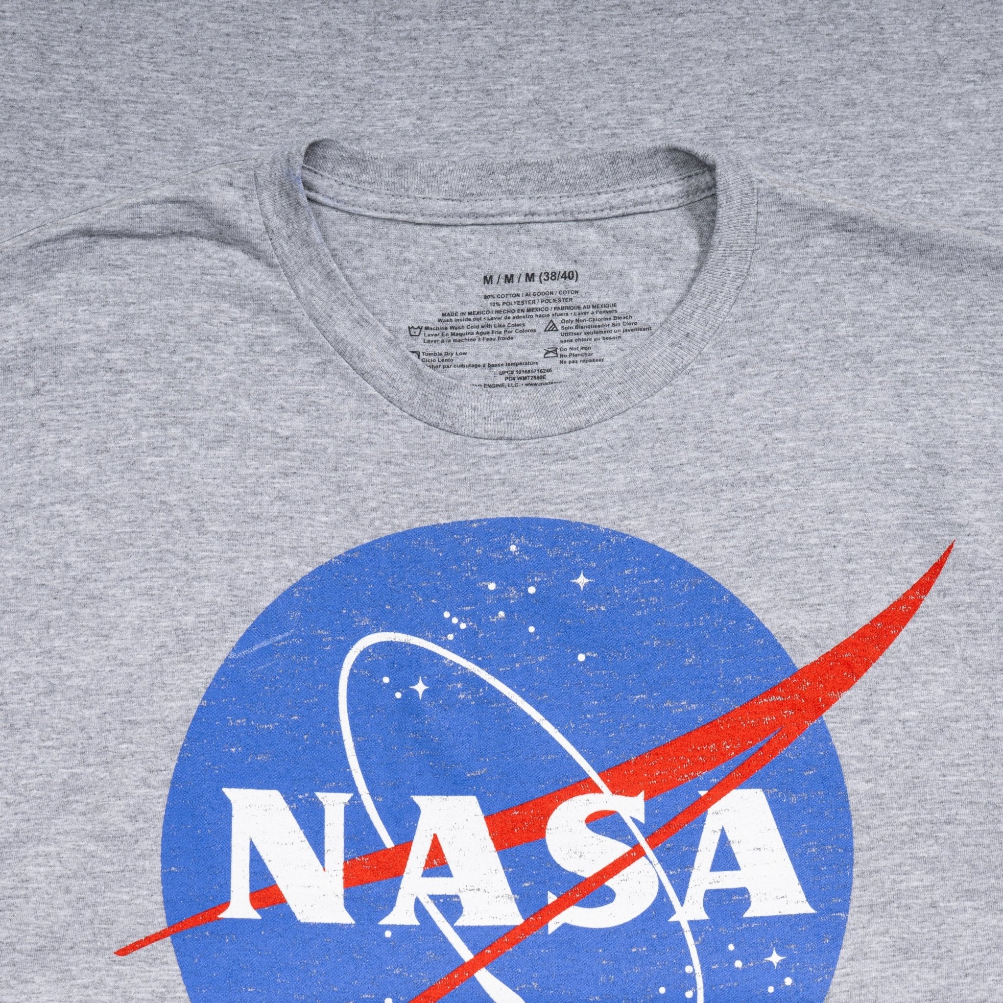 NASA Logo Men's Officially Licensed Short Sleeve Gray T-Shirt - TVStoreOnline