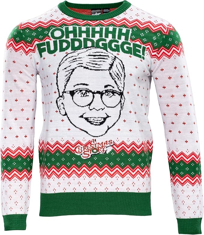 Officially Licensed Christmas Story Ralphie Ohh Fuddggee Adult Knitted Ugly Christmas Sweater - TVStoreOnline