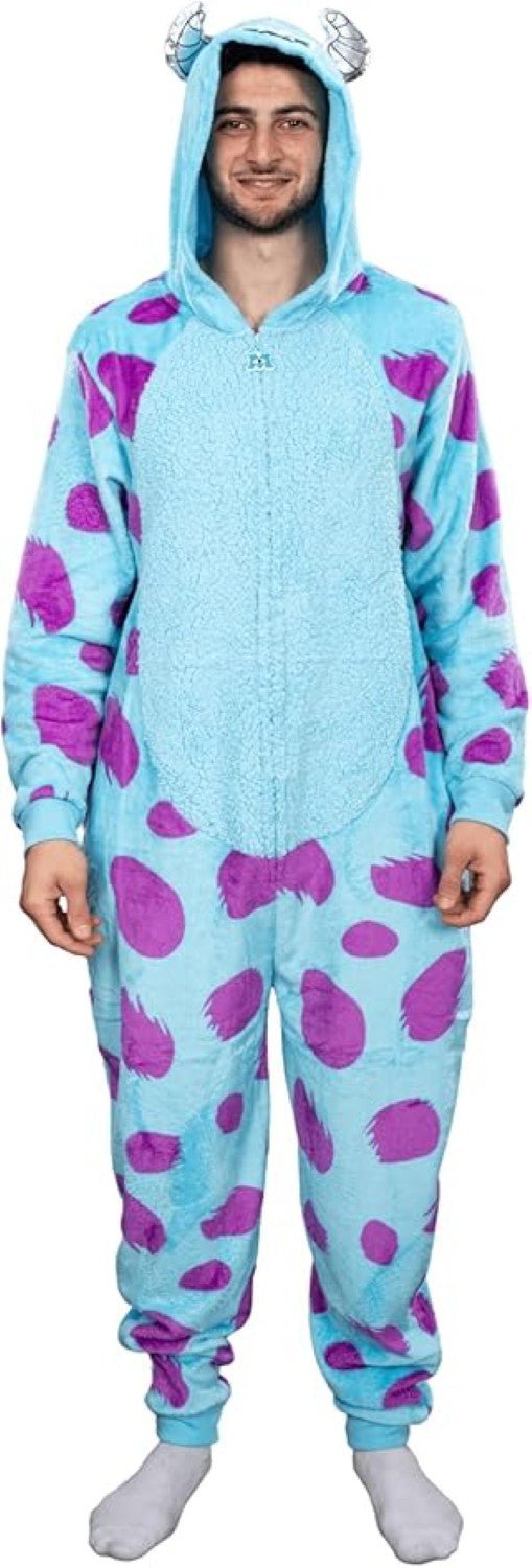 Officially Licensed Monsters Inc Sulley Adult Unisex Halloween Cosplay Costume Fleece Zip Up Jumpsuit - TVStoreOnline
