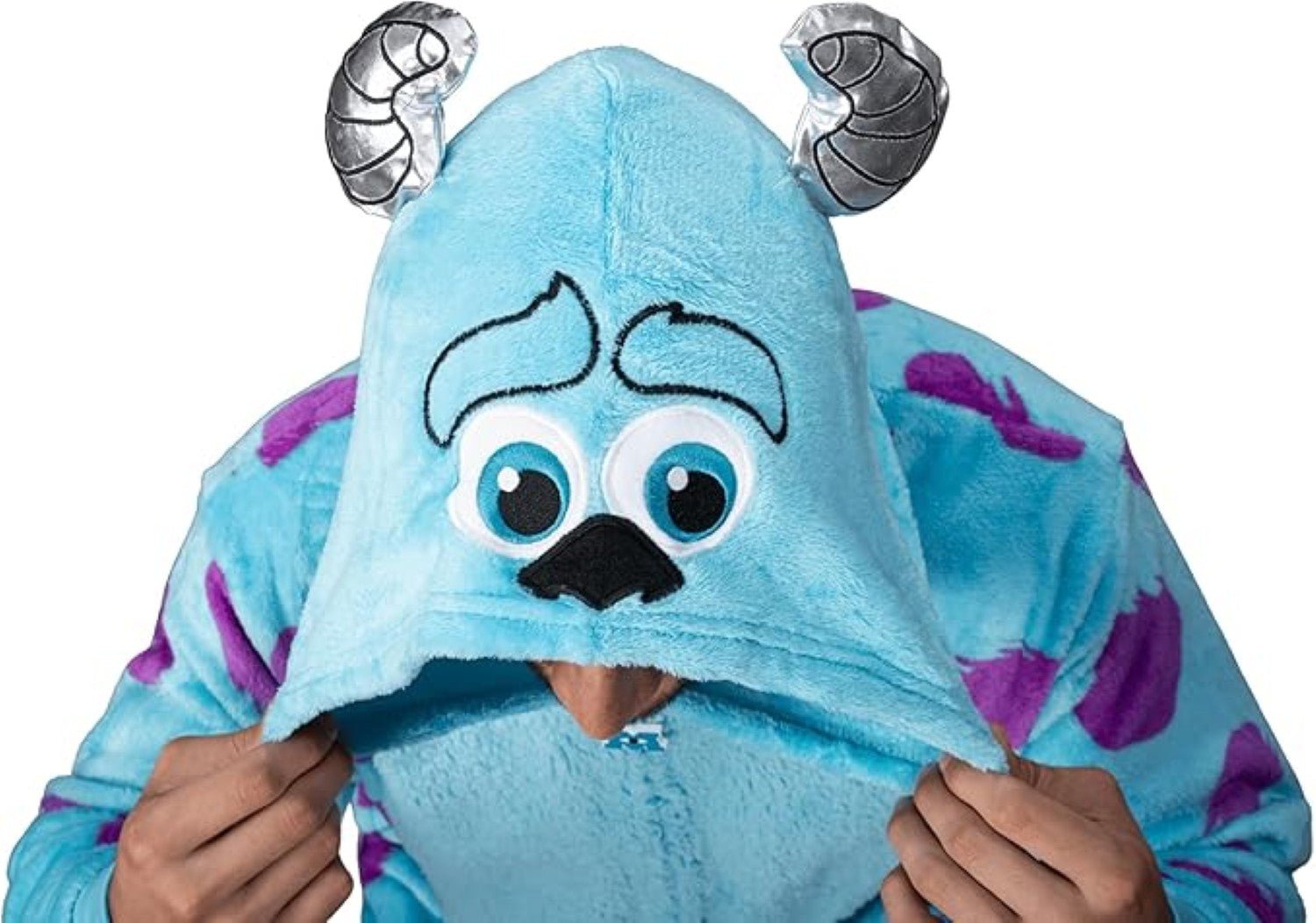 Officially Licensed Monsters Inc Sulley Adult Unisex Halloween Cosplay Costume Fleece Zip Up Jumpsuit - TVStoreOnline