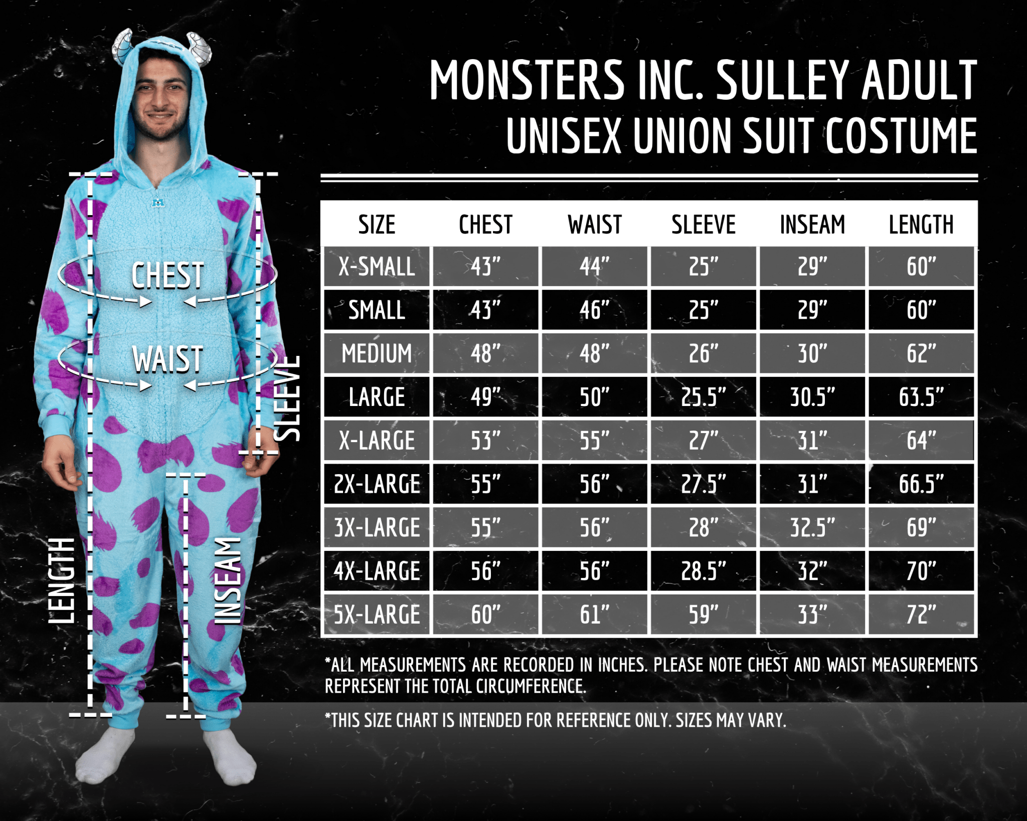 Officially Licensed Monsters Inc Sulley Adult Unisex Halloween Cosplay Costume Fleece Zip Up Jumpsuit - TVStoreOnline