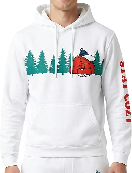 Officially Licensed Peanuts Snoopy Stay Cozy Embroidered Hoodie Adult