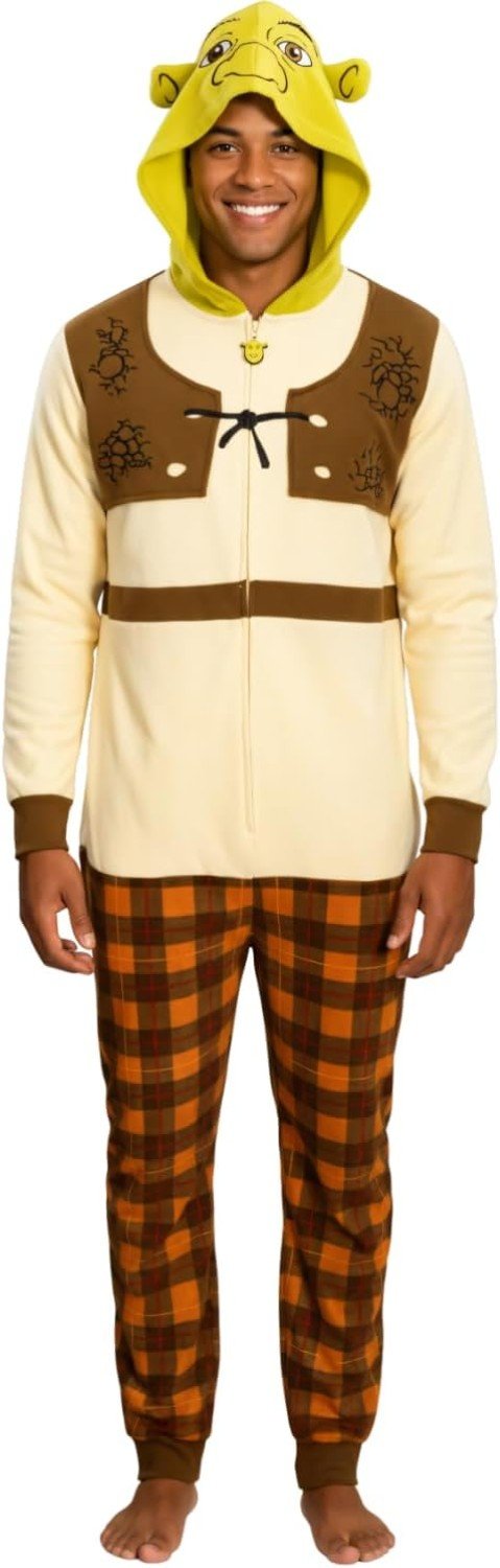 Officially Licensed Shrek Adult Unisex Halloween Cosplay Costume Fleece Jumpsuit - TVStoreOnline