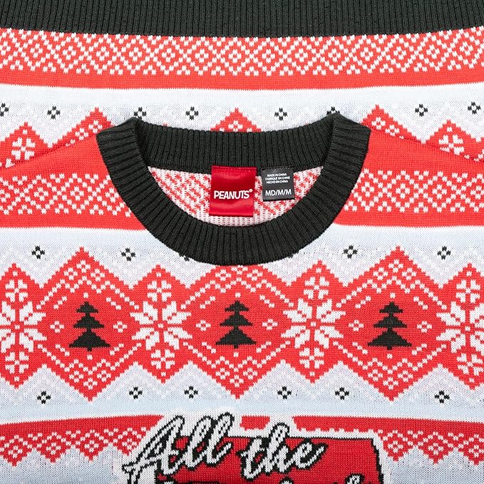 Peanuts House Snoopy and Woodstock All The Trimmings Adult Ugly Christmas Sweater - TVStoreOnline