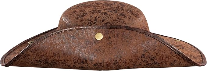 Pirate Hat Faux Leather Tricorn Colonial Renaissance Halloween Costume Cosplay Accessory - TVStoreOnline