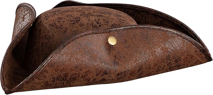 Pirate Hat Faux Leather Tricorn Colonial Renaissance Halloween Costume Cosplay Accessory - TVStoreOnline