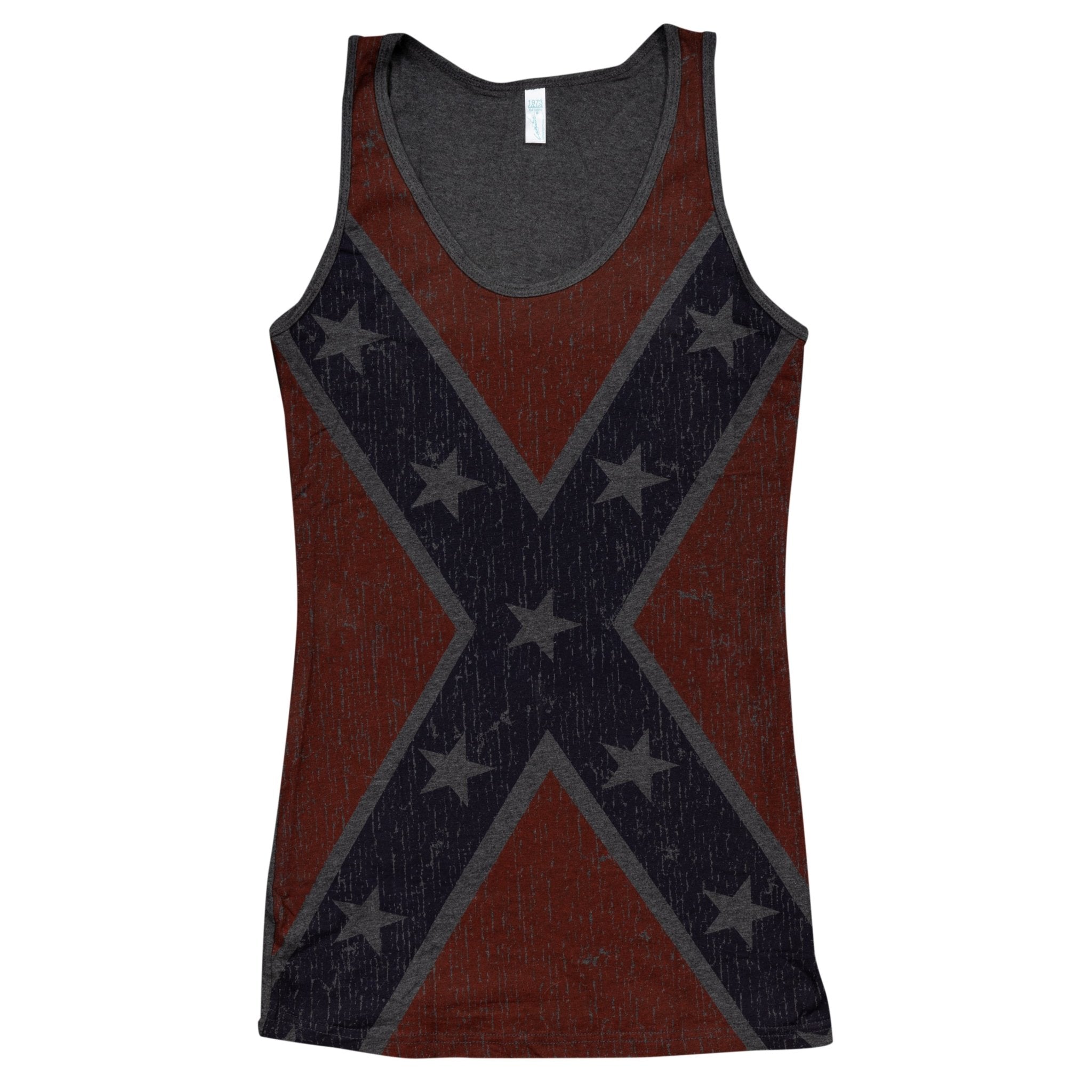 Rebel Charcoal Distressed Flag Tank Top - TVStoreOnline