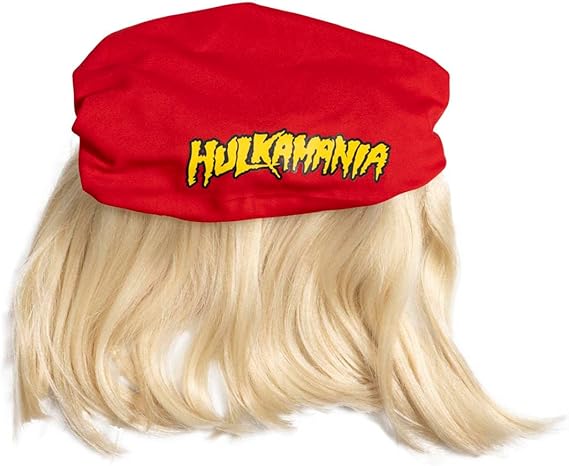 Red 1980s Mania Unisex Halloween Cosplay Costume Accessory Kit (Bandana w/ Wig\Moustache) - TVStoreOnline