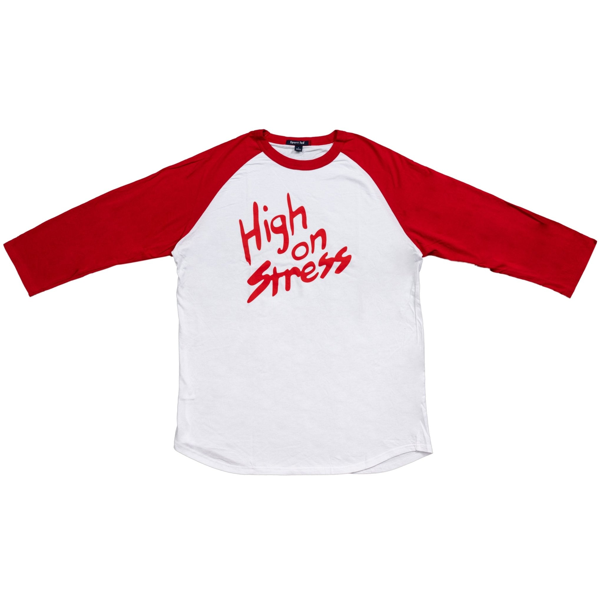 Revenge of the Nerds High On Stress White & Red Adult Raglan Shirt - TVStoreOnline
