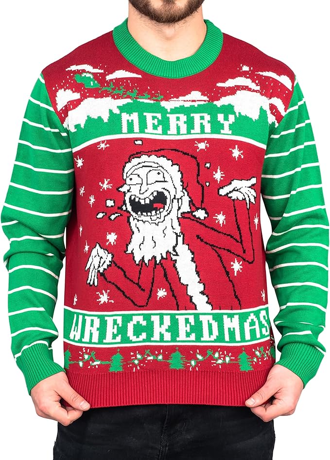 Ripple Junction Rick and Morty Merry Wreckedmas Ugly Christmas Sweater - TVStoreOnline