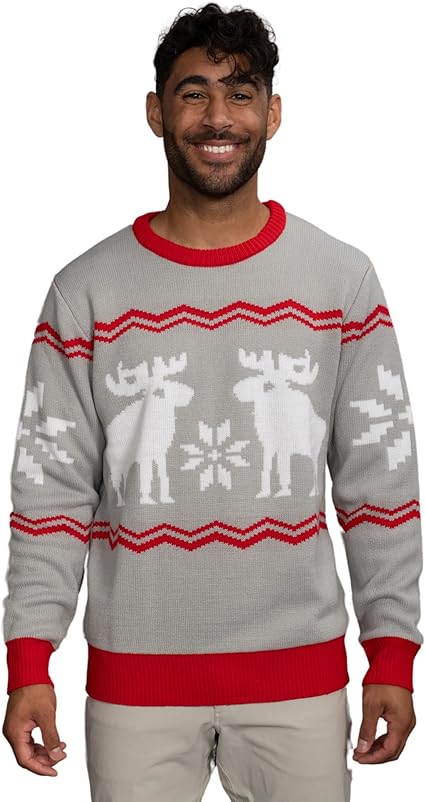 Santa Claus Snowflakes and Moose Scott Sweater - TVStoreOnline