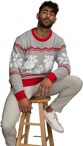 Santa Claus Snowflakes and Moose Scott Sweater - TVStoreOnline