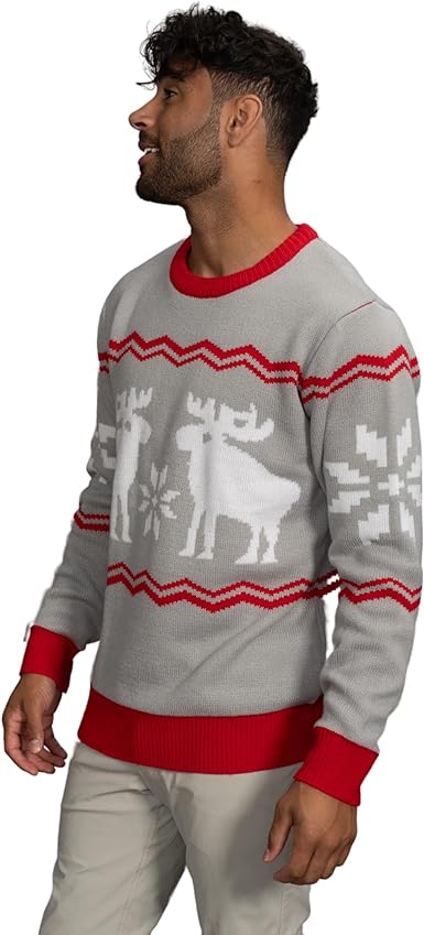 Santa Claus Snowflakes and Moose Scott Sweater - TVStoreOnline