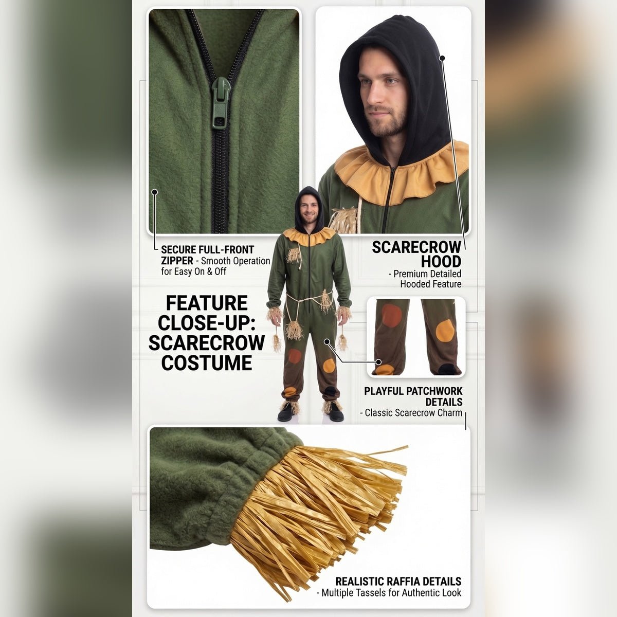 Scarecrow OZ Movie Replica Adult Halloween Cosplay Jumpsuit Costume - TVStoreOnline