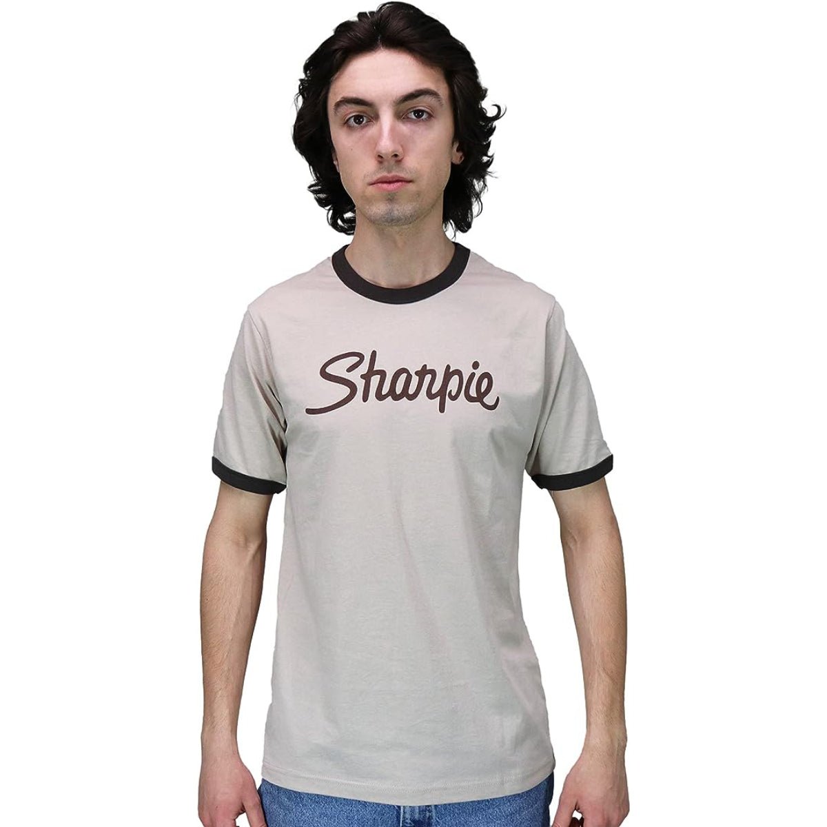 Scott Pilgrim Sharpie Ringer Shirt Heather Brown Pilgrim Rock Band Adult T-Shirt - TVStoreOnline
