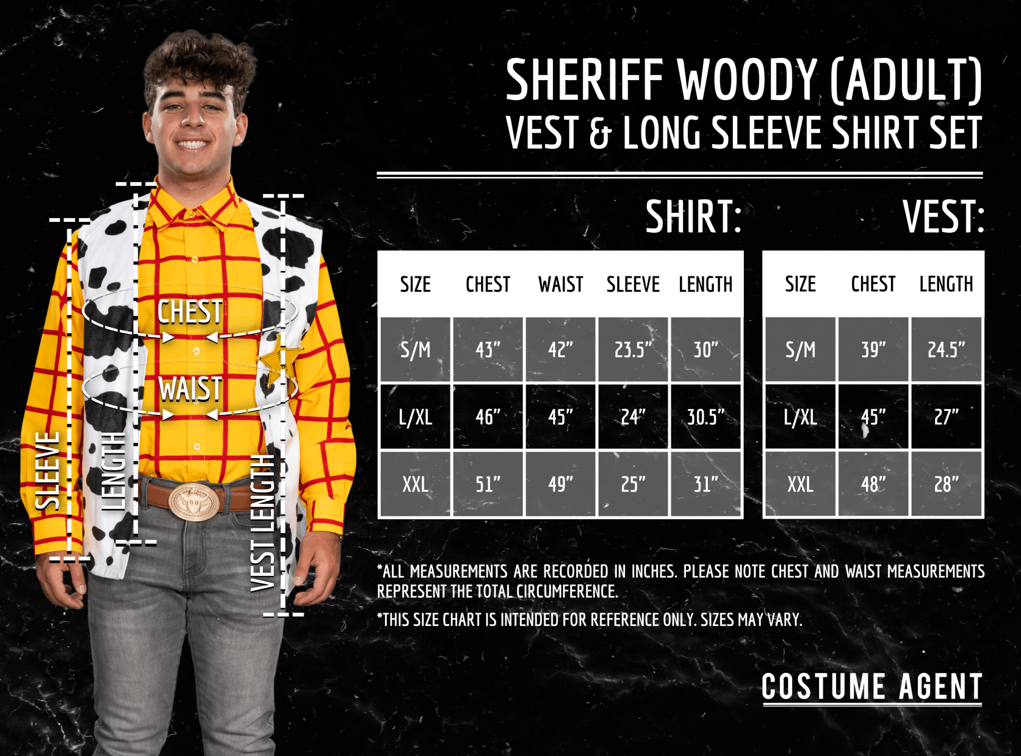 Sheriff Woody Cowboy Adult Halloween Cosplay Costume Set (Shirt, Vest, and Badge) - TVStoreOnline
