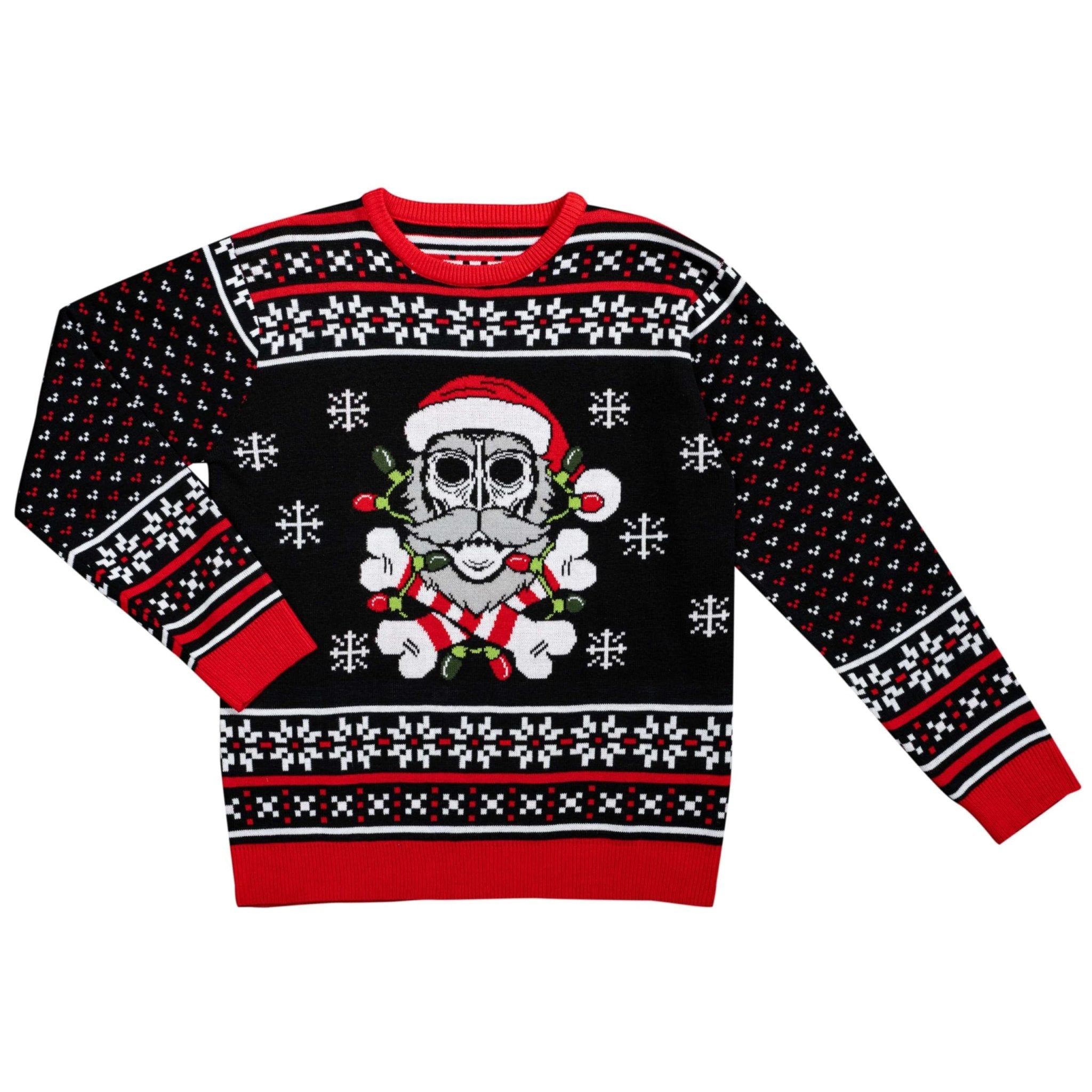 Skull Santa Claus Bones Lights/Snowflakes Ugly Christmas Sweater - TVStoreOnline