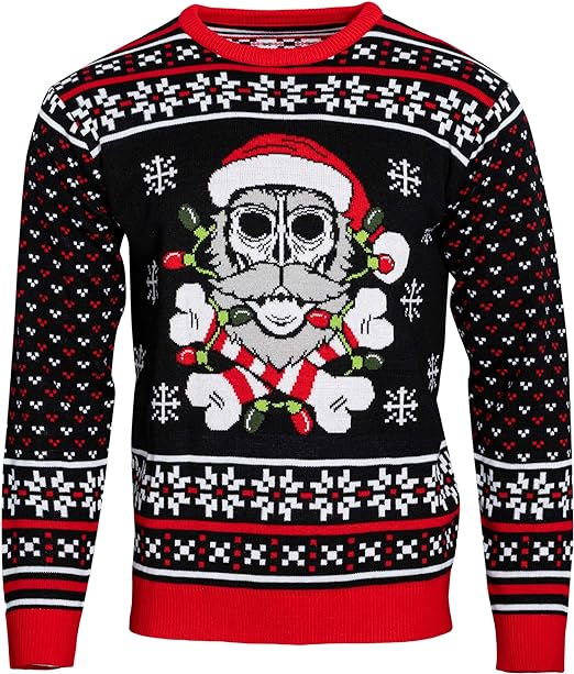 Skull Santa Claus Bones Lights/Snowflakes Ugly Christmas Sweater - TVStoreOnline