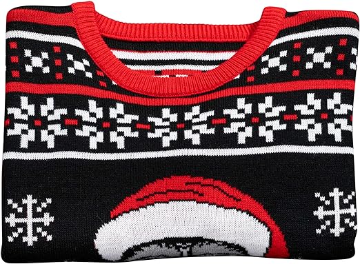 Skull Santa Claus Bones Lights/Snowflakes Ugly Christmas Sweater - TVStoreOnline