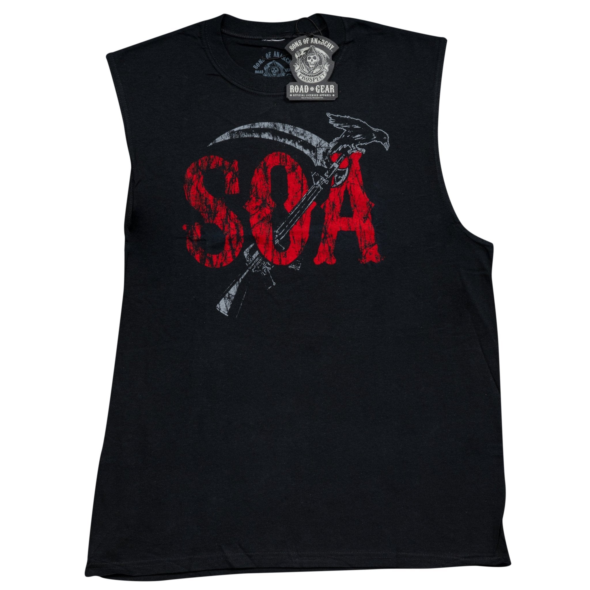 Sons Of Anarchy SOA Reaper Logo Crow Black Sleeveless T-Shirt - TVStoreOnline