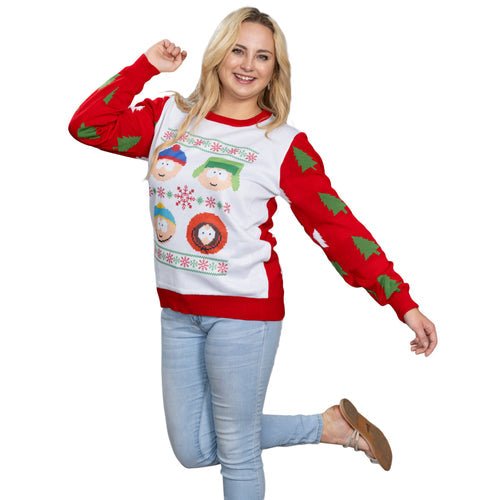 South Park Stan Kyle Cartman Kenny Faces Christmas Sweater - TVStoreOnline