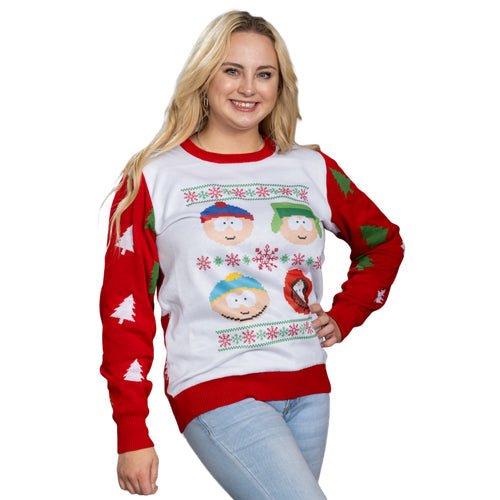 South Park Stan Kyle Cartman Kenny Faces Christmas Sweater - TVStoreOnline