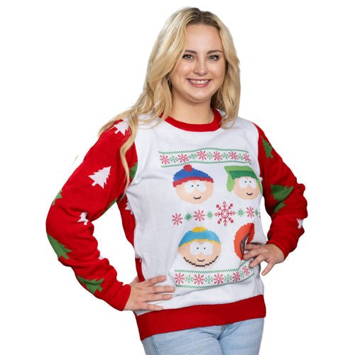 South Park Stan Kyle Cartman Kenny Faces Christmas Sweater - TVStoreOnline
