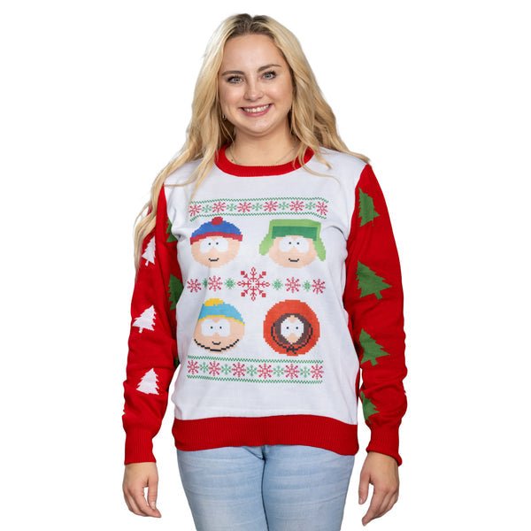 South Park Stan Kyle Cartman Kenny Faces Christmas Sweater - TVStoreOnline