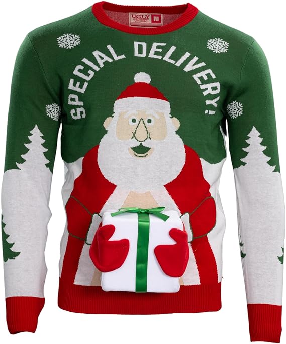 Special Delivery 3D Interactive Santa Claus Gift Christmas Sweater - TVStoreOnline
