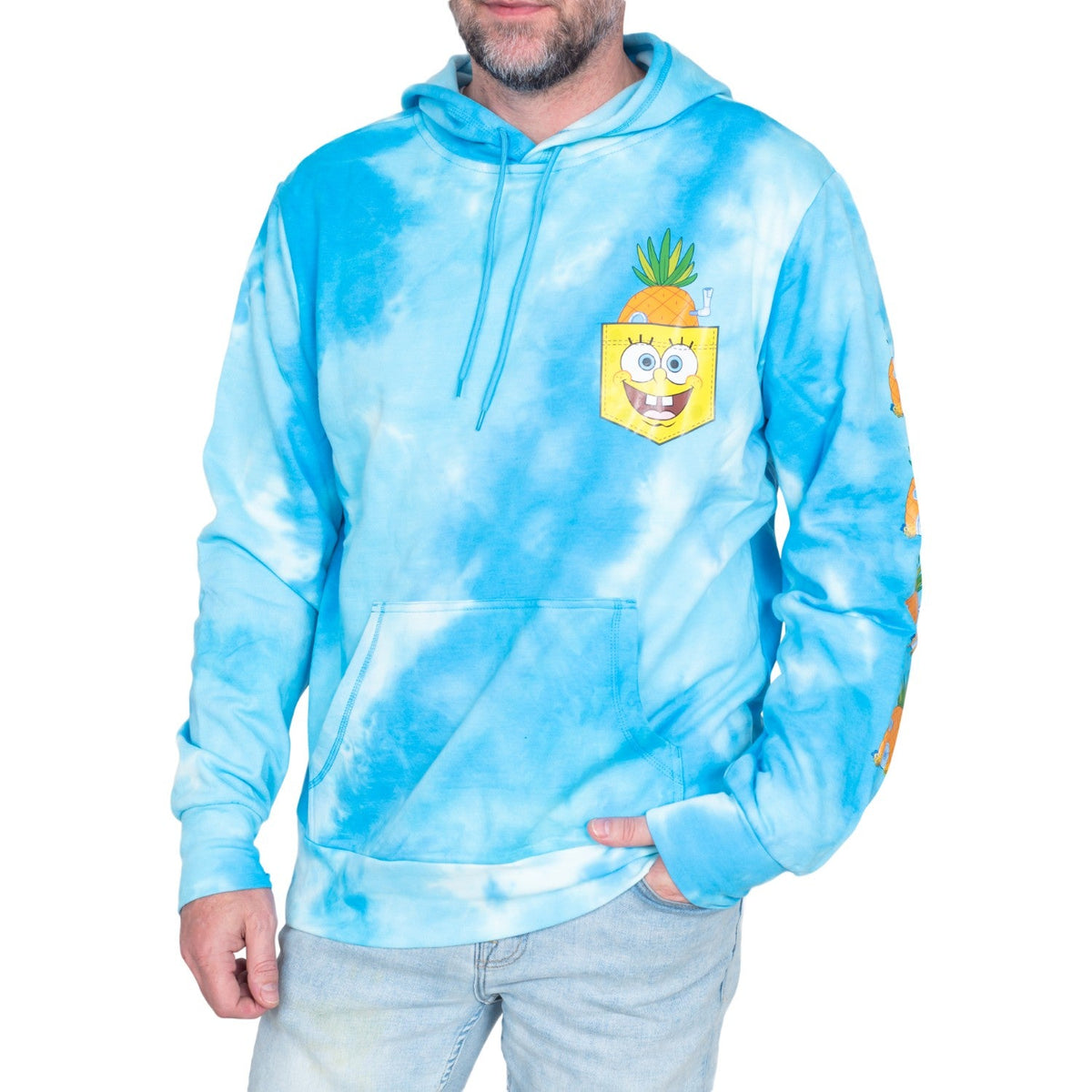SpongeBob Pineapple House Blue Tie Dye Sweatshirt Pull Over Hoodie - TVStoreOnline