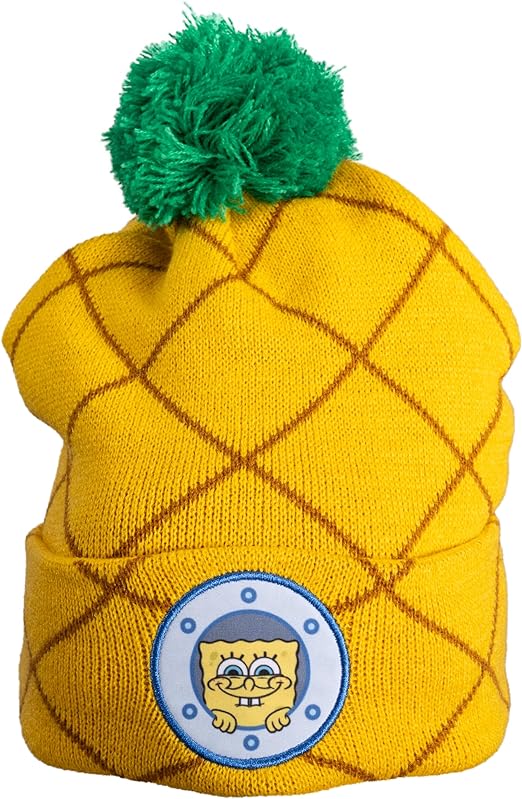 Spongebob Squarepants Pineapple Pom Cuffed Beanie Hat - TVStoreOnline