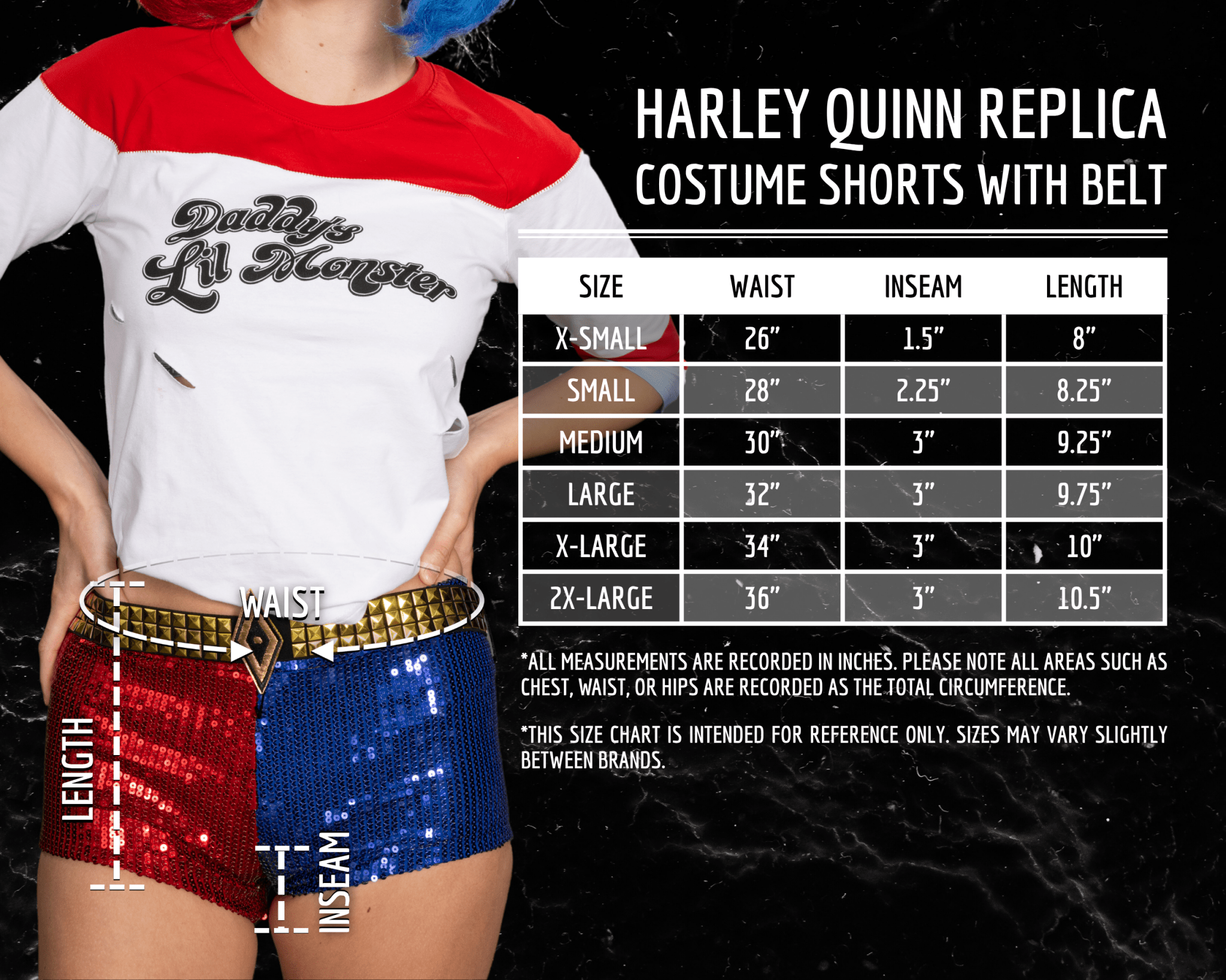 SS Movie Replica Harley Quinn Halloween Cosplay Costume Shorts with Belt - TVStoreOnline