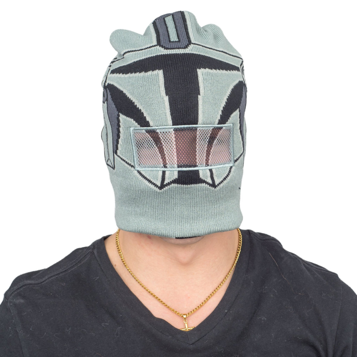 Star Wars Mandalorian Beanie Hat and Mask Helmet Grey - TVStoreOnline