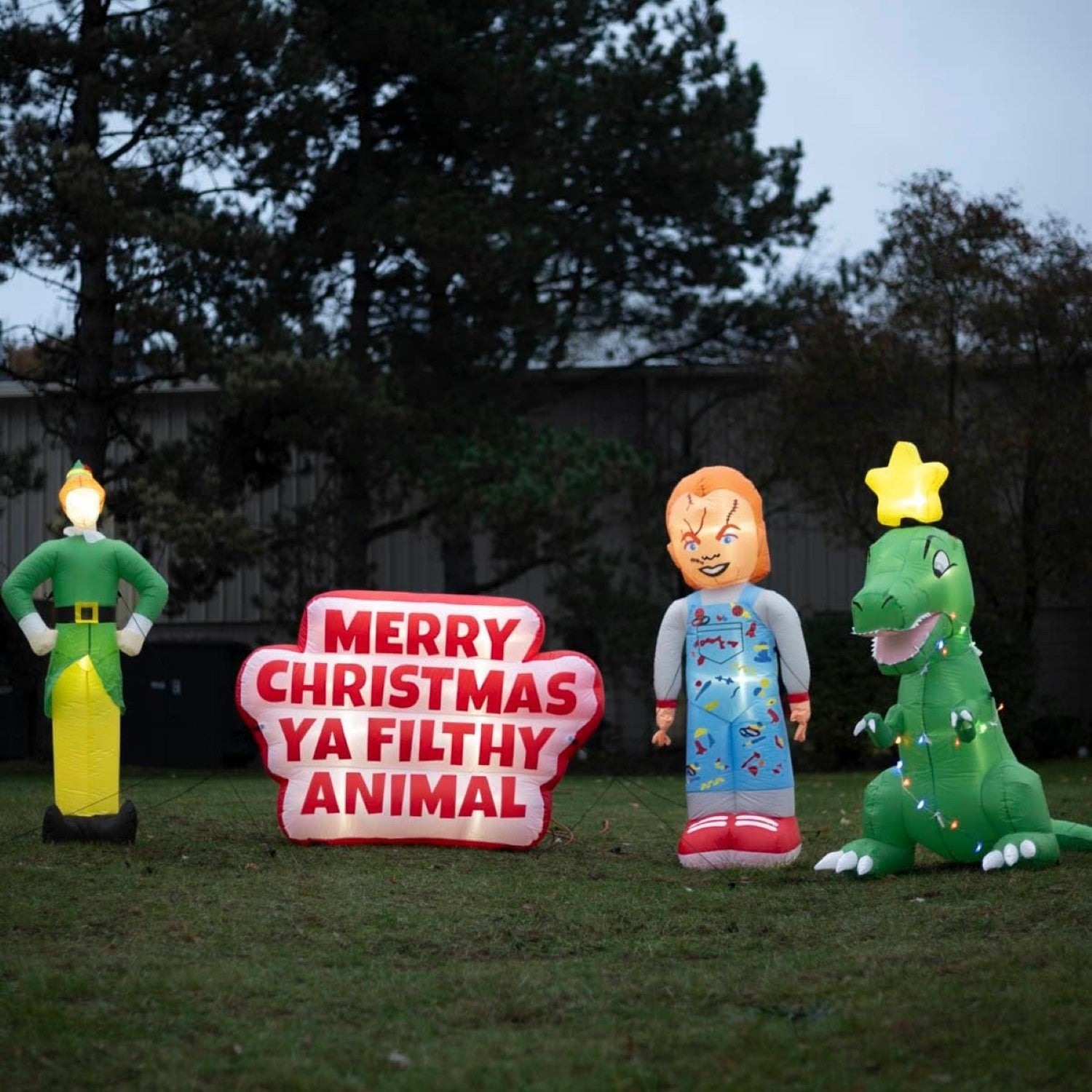 T-Rex Dino Funny Indoor/Outdoor Inflatable Light Up Xmas Season Yard Decoration - TVStoreOnline
