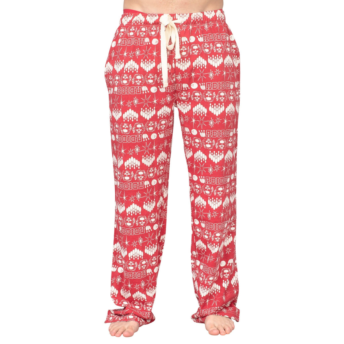 The Big Lebowski Bowling Pins Unisex Adult Red Lounge Pants - TVStoreOnline