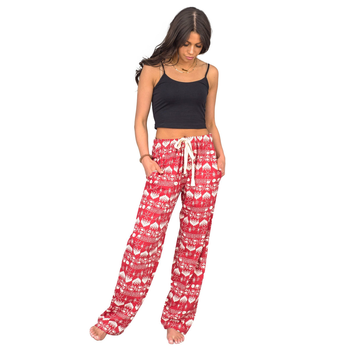 The Big Lebowski Bowling Pins Unisex Adult Red Lounge Pants - TVStoreOnline