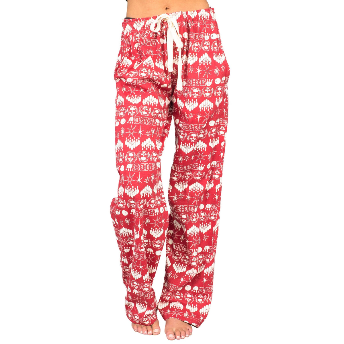 The Big Lebowski Bowling Pins Unisex Adult Red Lounge Pants - TVStoreOnline