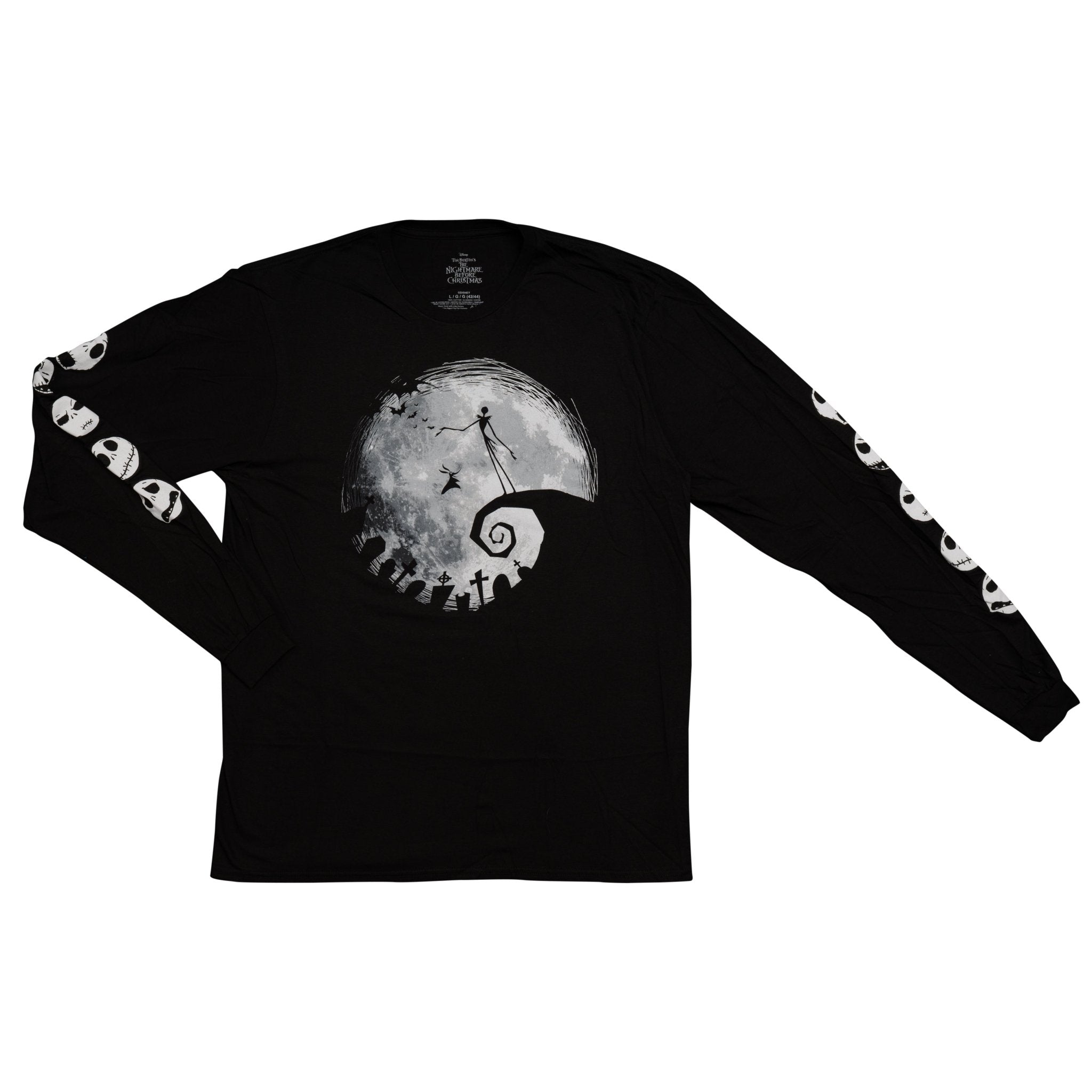 The Nightmare Before Christmas Moon Long Sleeve Adult Unisex Shirt Bla