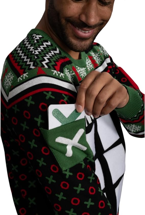 Tic Tac Ho Festive Holiday Party Game Unisex Ugly Christmas Sweater - TVStoreOnline