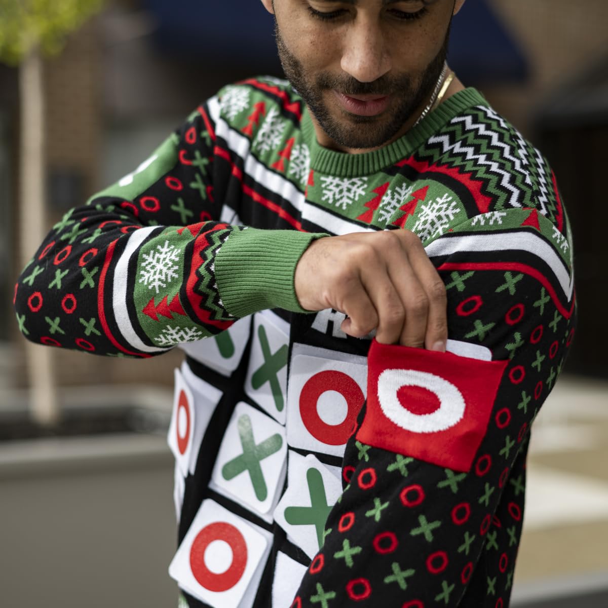 Tic Tac Ho Festive Holiday Party Game Unisex Ugly Christmas Sweater - TVStoreOnline