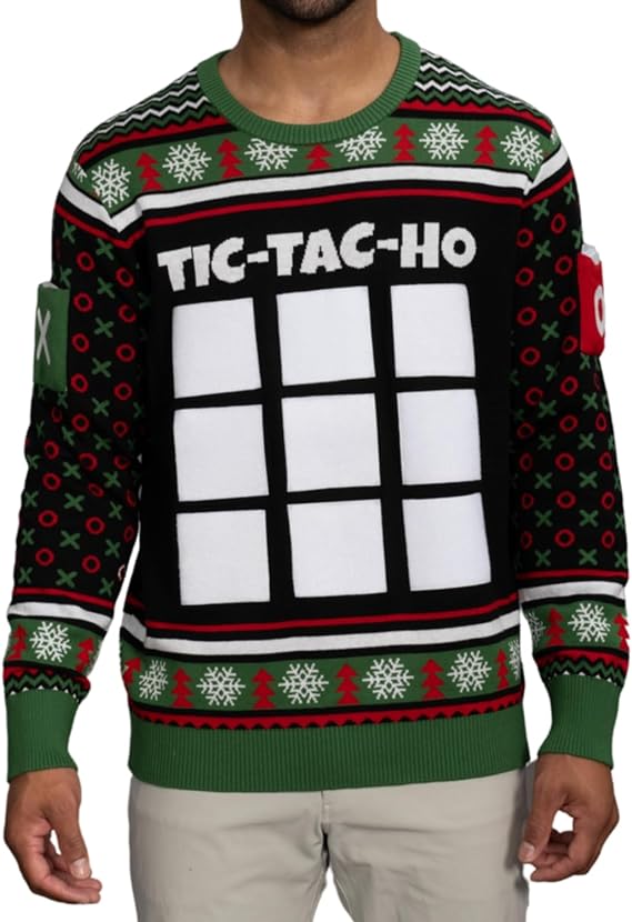 Tic Tac Ho Festive Holiday Party Game Unisex Ugly Christmas Sweater - TVStoreOnline