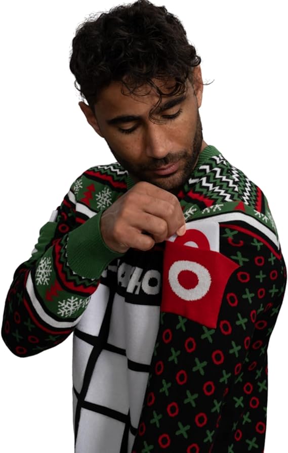 Tic Tac Ho Festive Holiday Party Game Unisex Ugly Christmas Sweater - TVStoreOnline