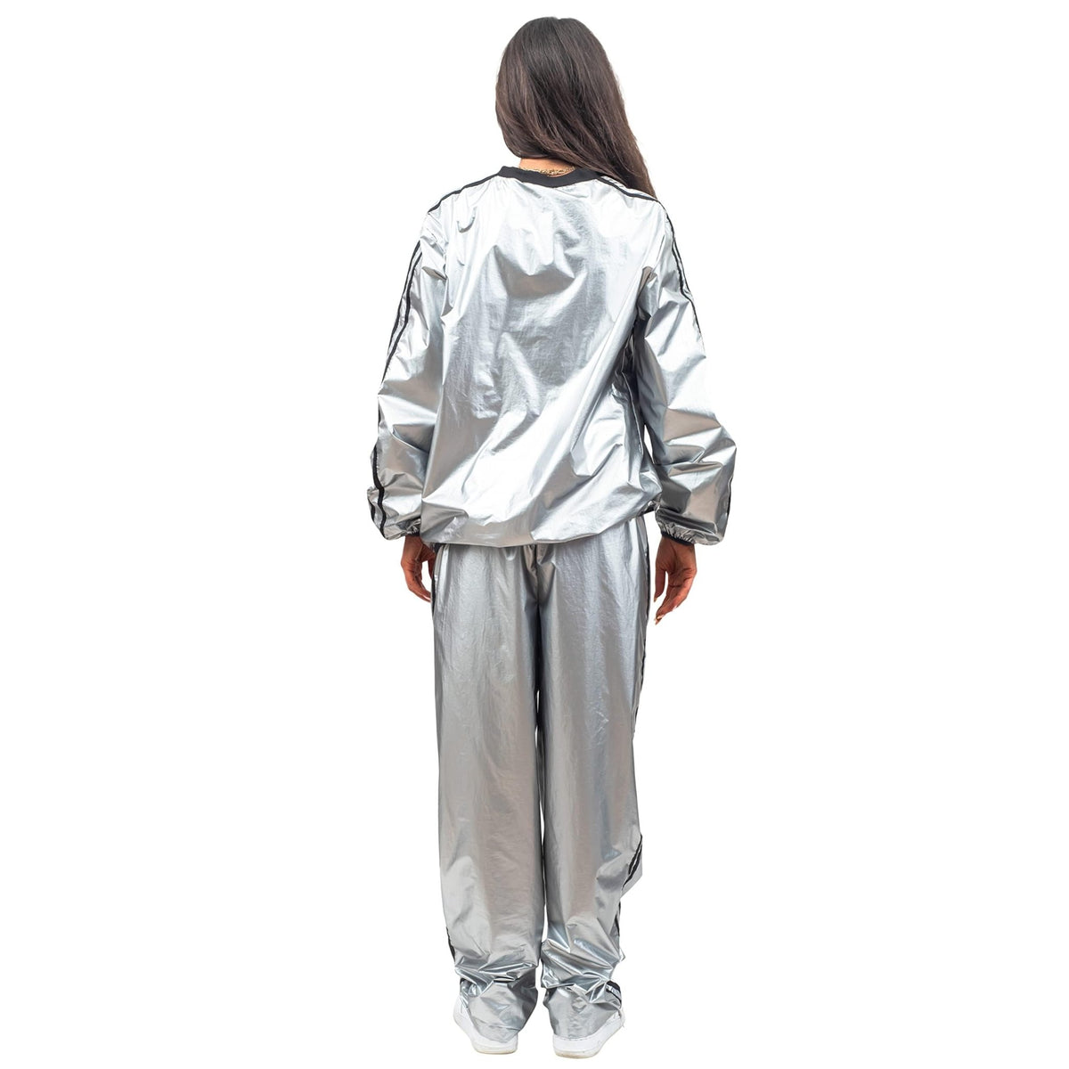 Todd and Margo Shiny Silver 2 Piece Workout Top and Pants Halloween Costume Set - TVStoreOnline