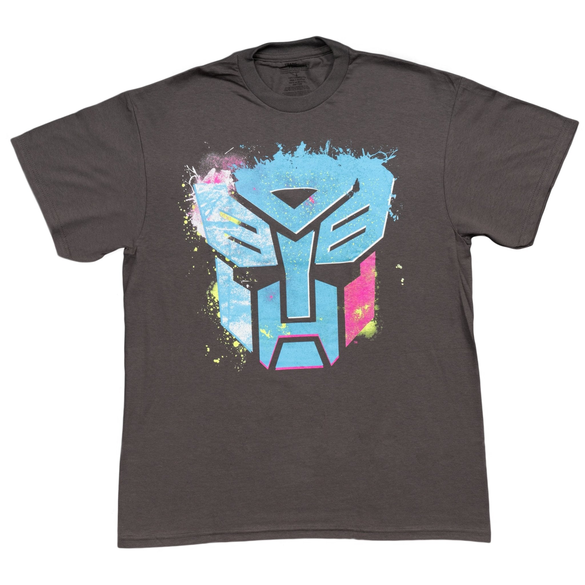 Transformers Autobots Splattered Paint Charcoal T-Shirt - TVStoreOnline