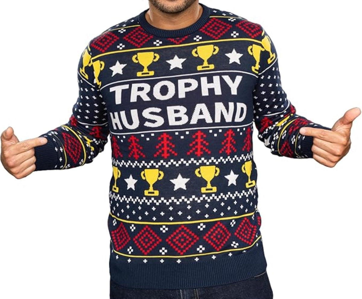 Trophy Husband/Wife Couples Costume Unisex Ugly Christmas Sweater - TVStoreOnline