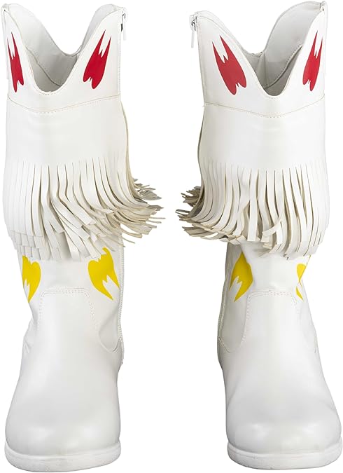 Ultimate Wrestler Warrior White Replica Halloween Cosplay Costume Boots - TVStoreOnline